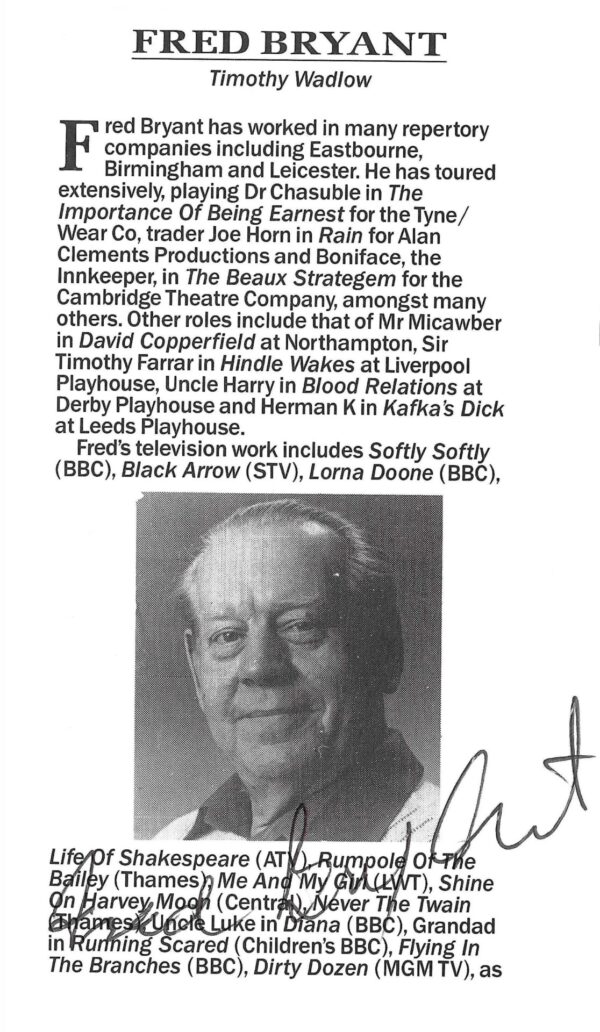 Fred Bryant - Vicar - "For Your Eyes Only"